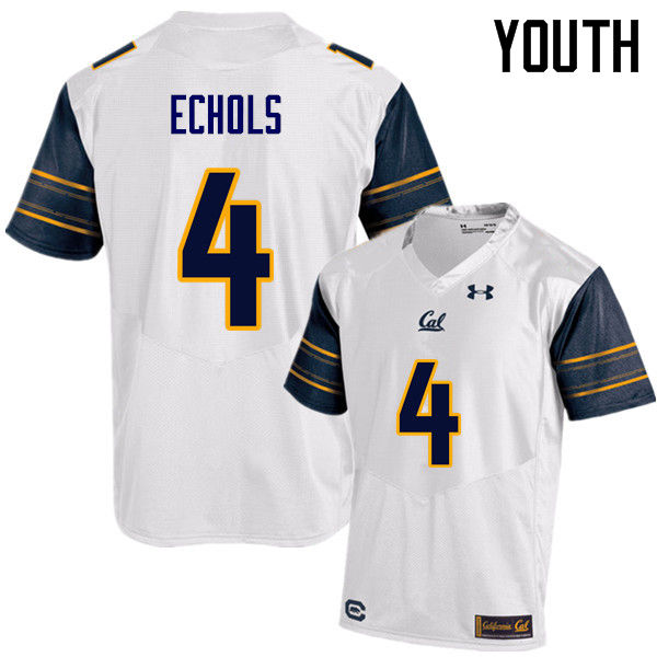 Youth #4 Zion Echols Cal Bears (California Golden Bears College) Football Jerseys Sale-White - Click Image to Close